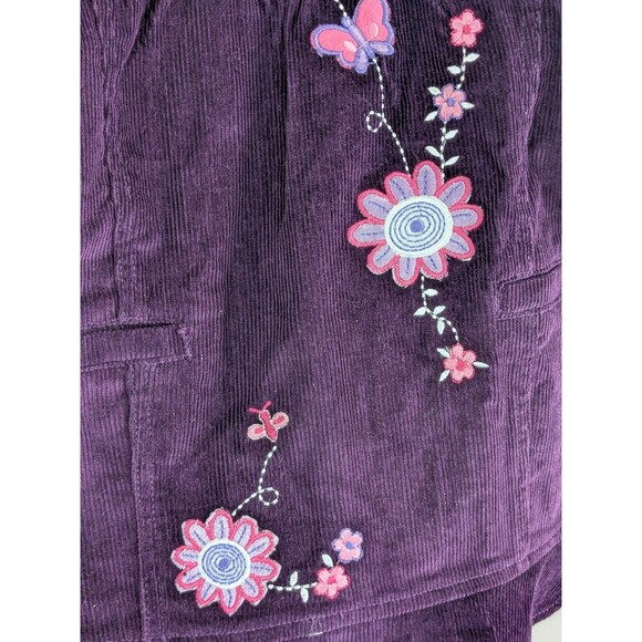 New Vintage 1990’s Young Hearts Purple Corduroy Flower Overall Set Dress (4T) - Picture 6 of 8